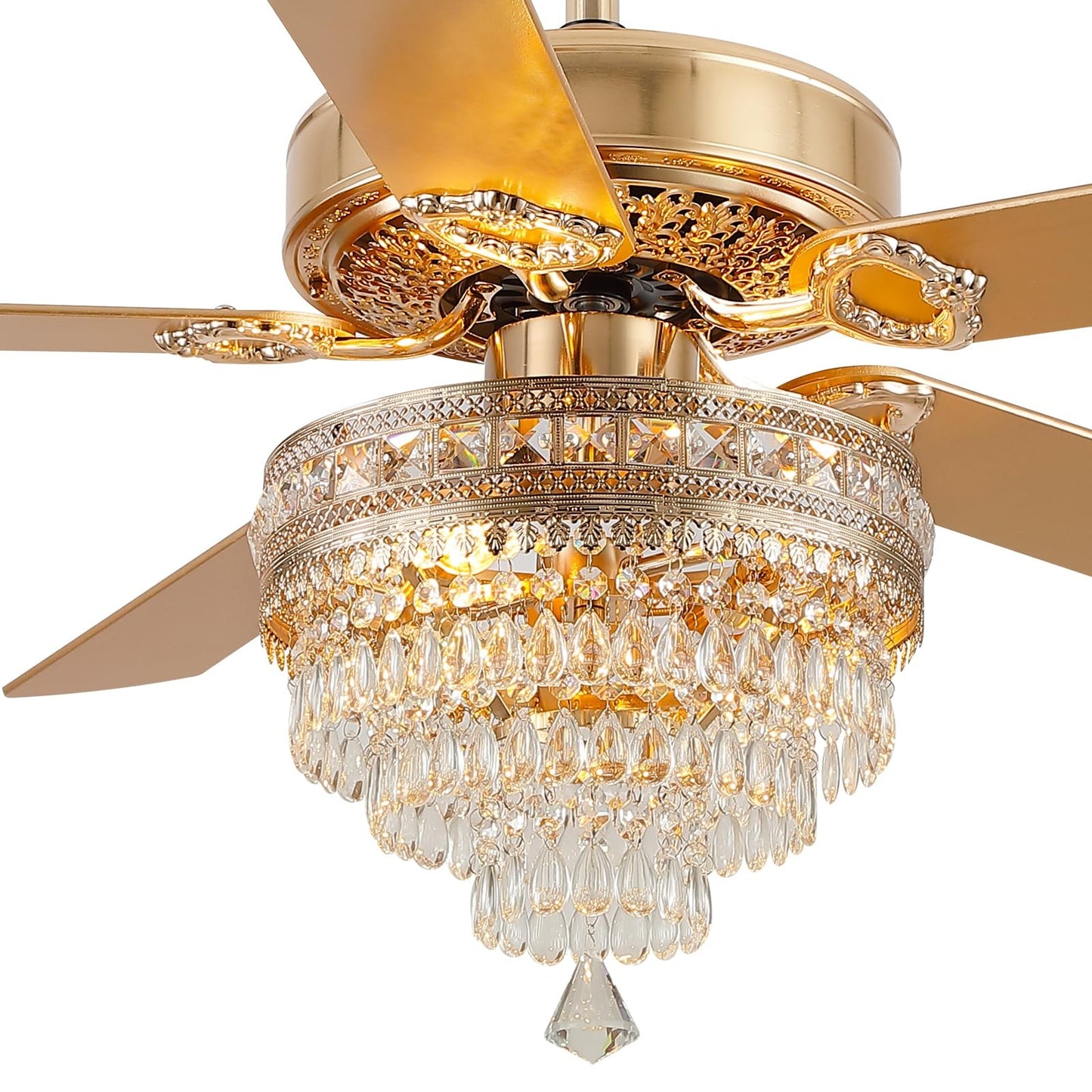 Kviflon  52/ 62 inch Crystal Ceiling Fan with Light