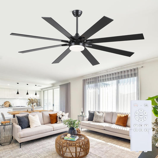 72 Inch Ceiling Fan with Light,Downrod LED Ceiling Fan,8 Plywood Blades