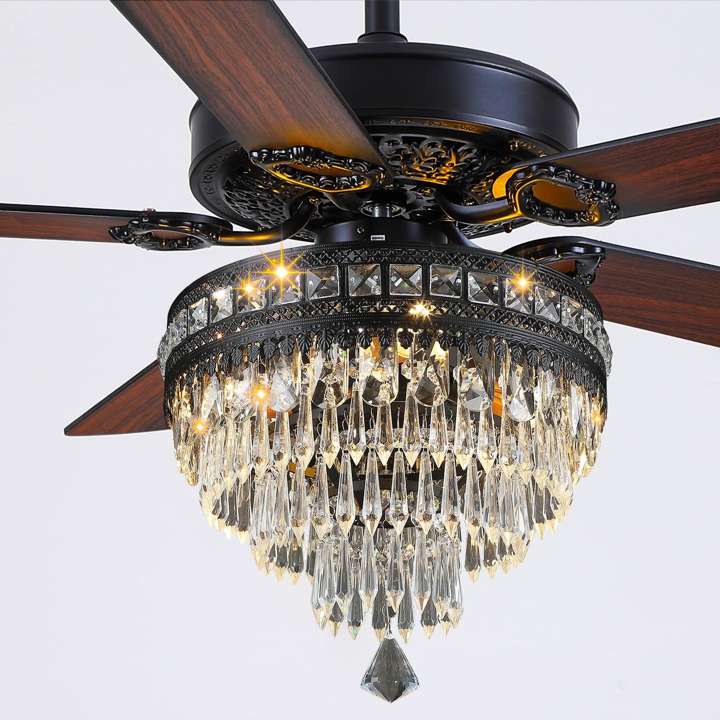 Kviflon 62 inch Crystal Ceiling Fan with Light