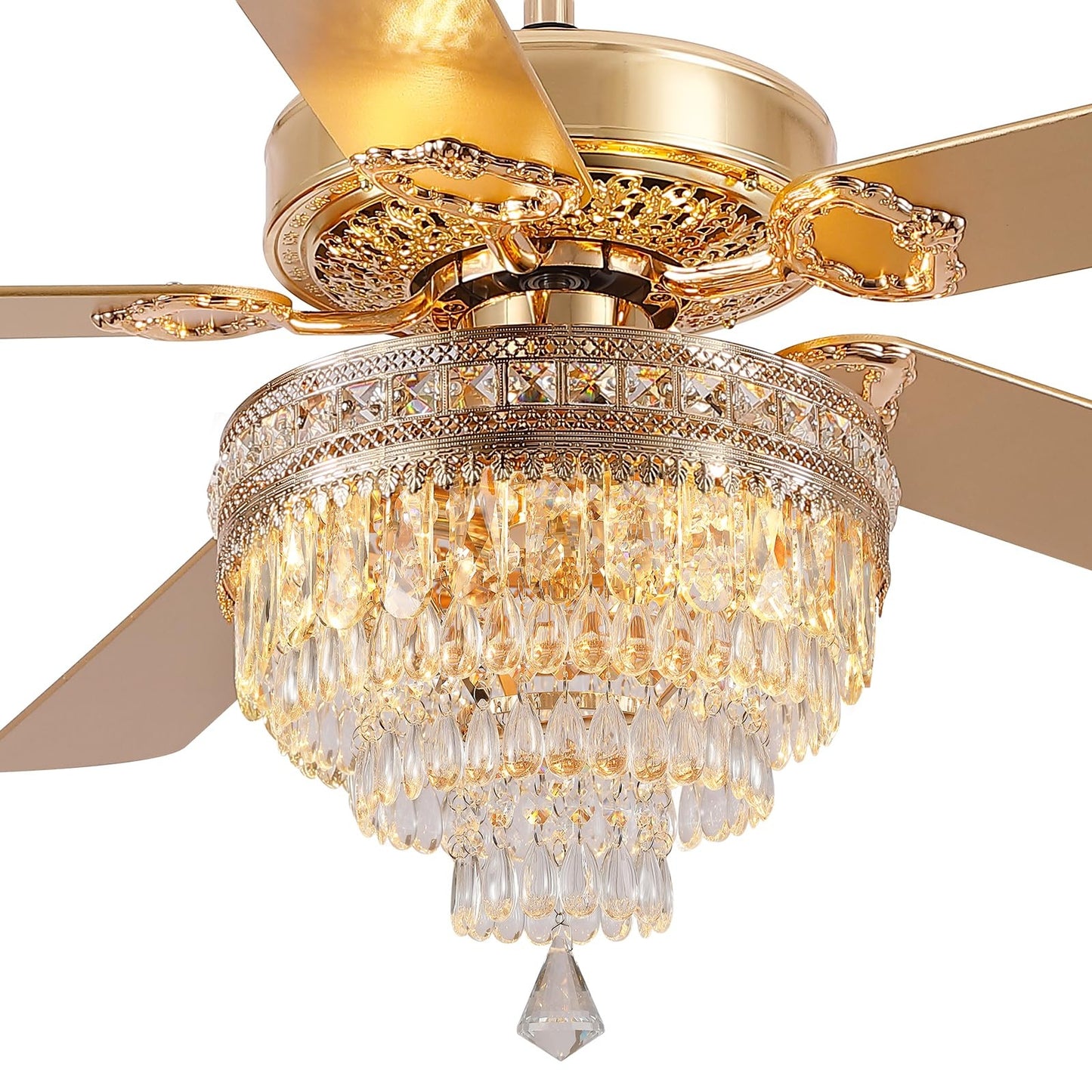 Kviflon 62 inch Crystal Ceiling Fan with Light