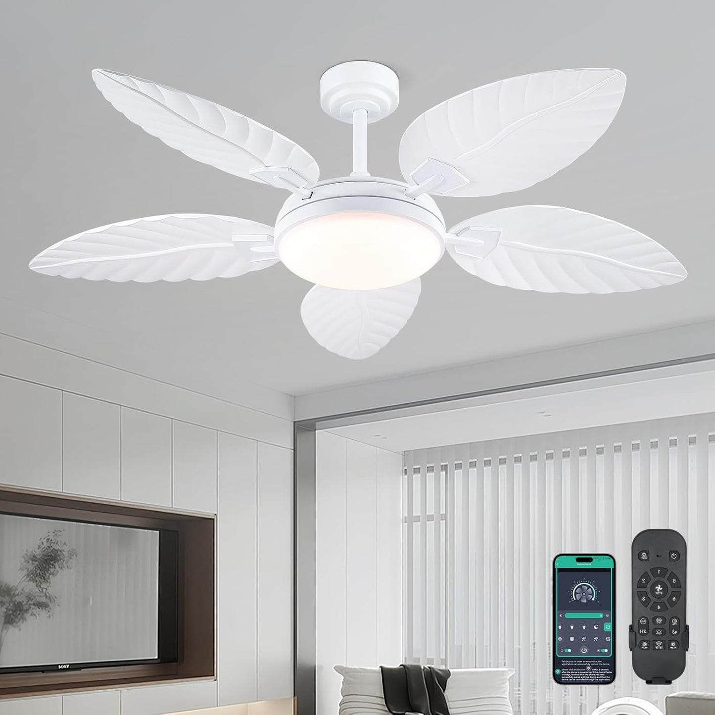 52 Inch palm Leaf Ceiling Fan