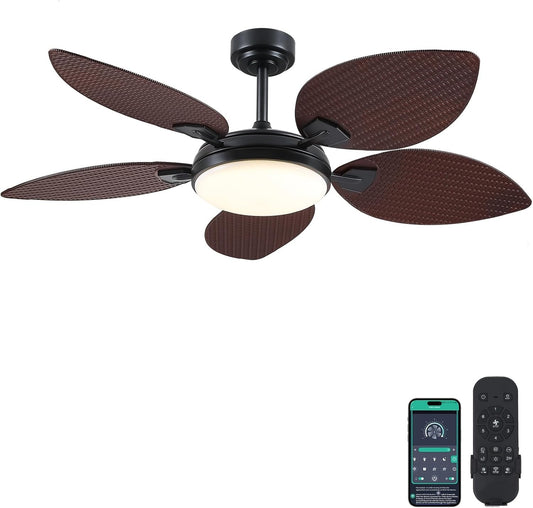 52 and 62 inch palm leaf ceiling fan