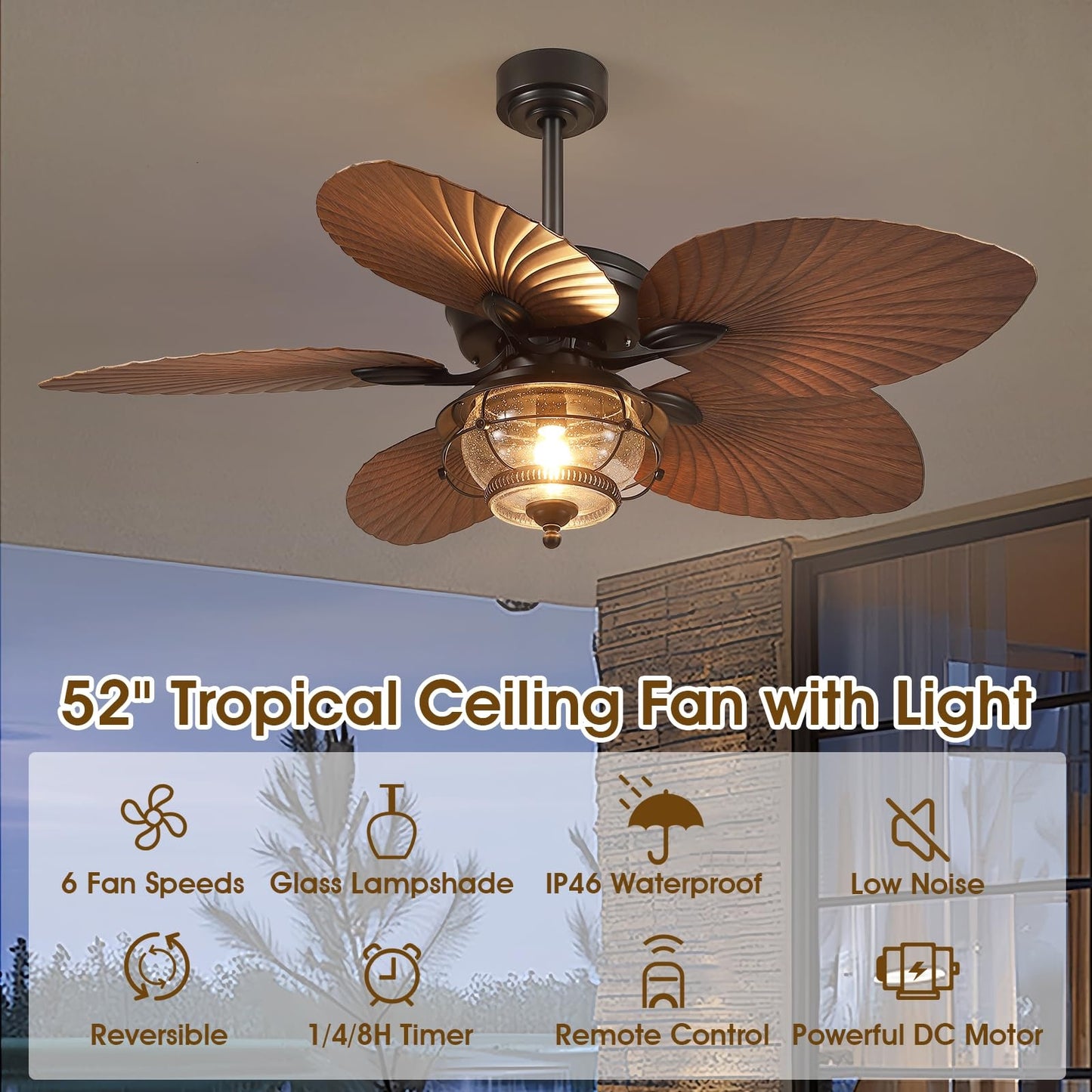 52 Inch Tropical Ceiling Fan
