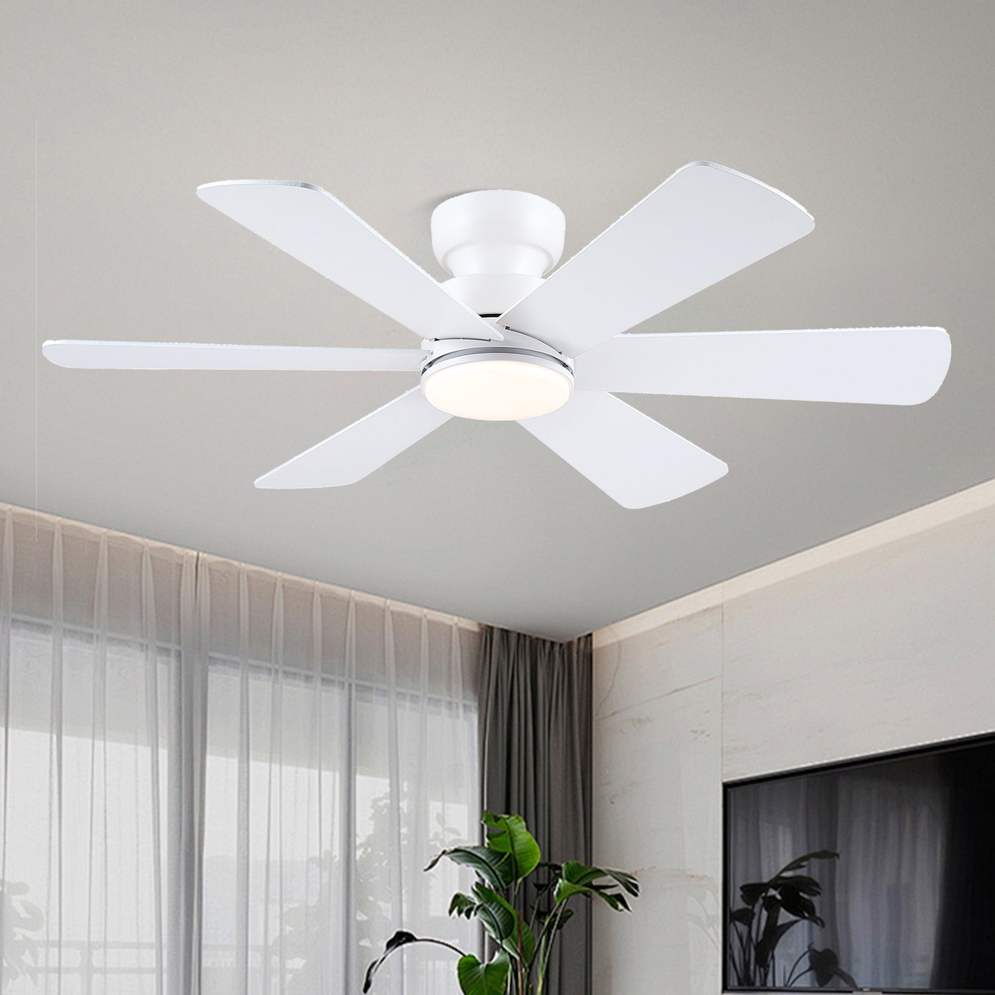 46 Inch Downrod Ceiling Fan-White