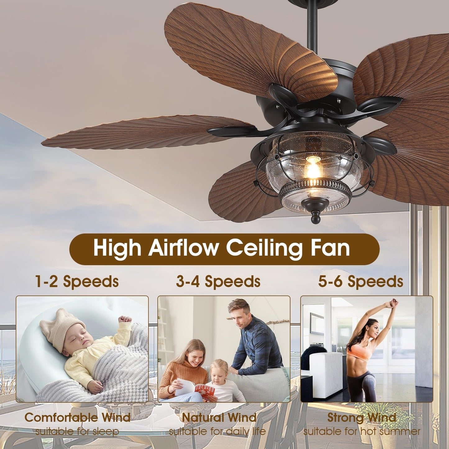 52 Inch Tropical Ceiling Fan