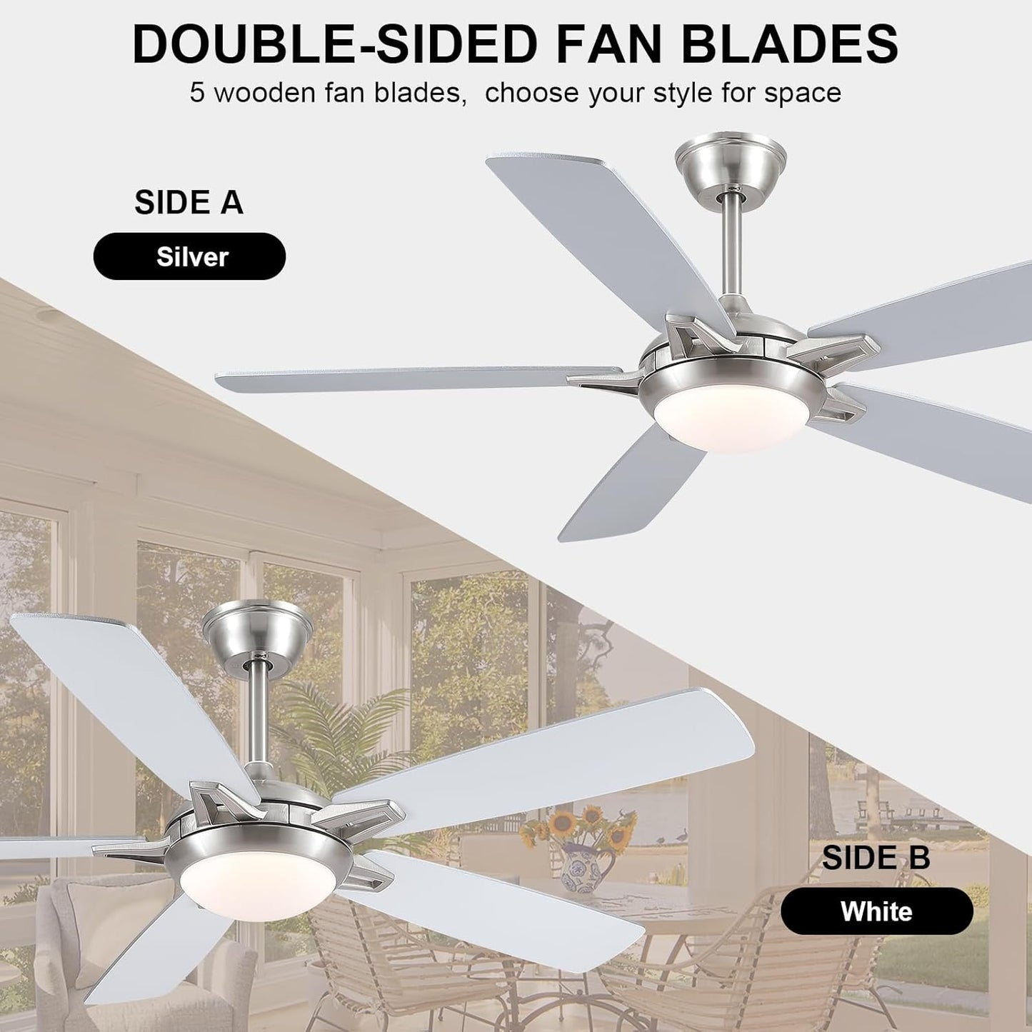 52 Inch nickle Ceiling Fan with Light