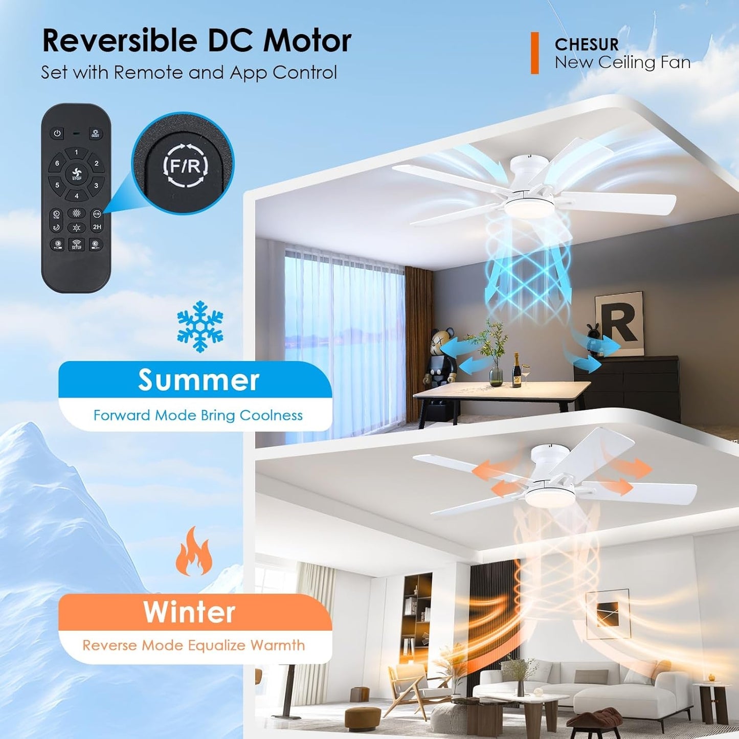 46 Inches Low Profile Ceiling Fan
