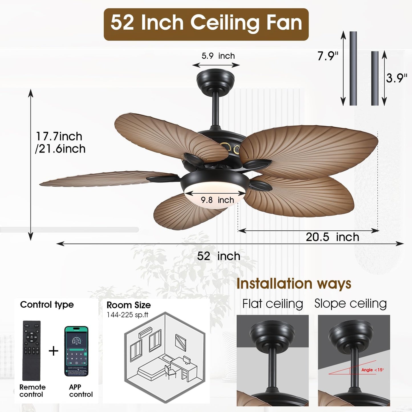 44 and 52 Inch ceiling Fan