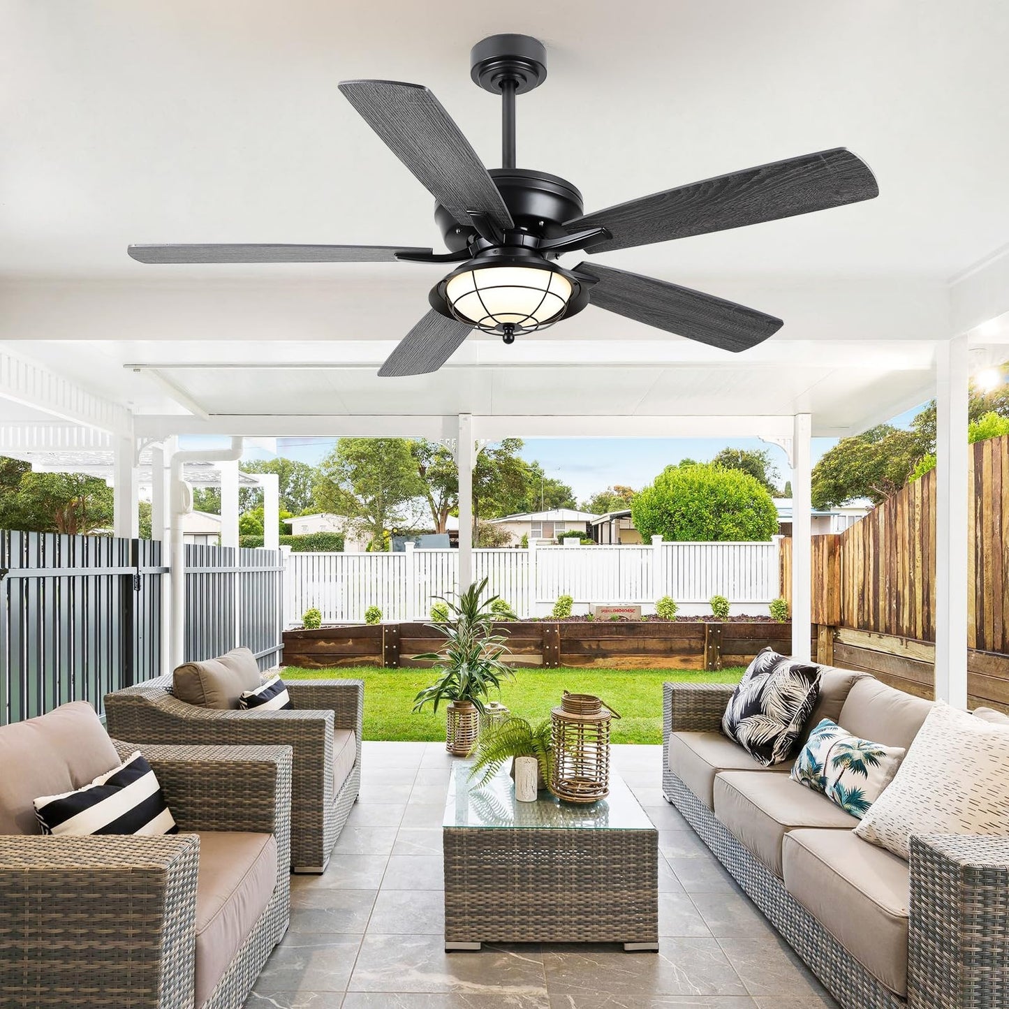 52 Inches Downrod Ceiling Fan with Light,3CCT LED Light,Reversible DC Motor,2 Downrod Inside