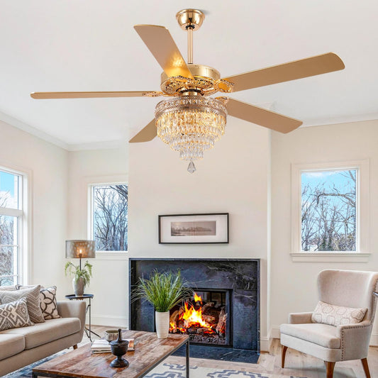 Kviflon 62 inch Crystal Ceiling Fan with Light