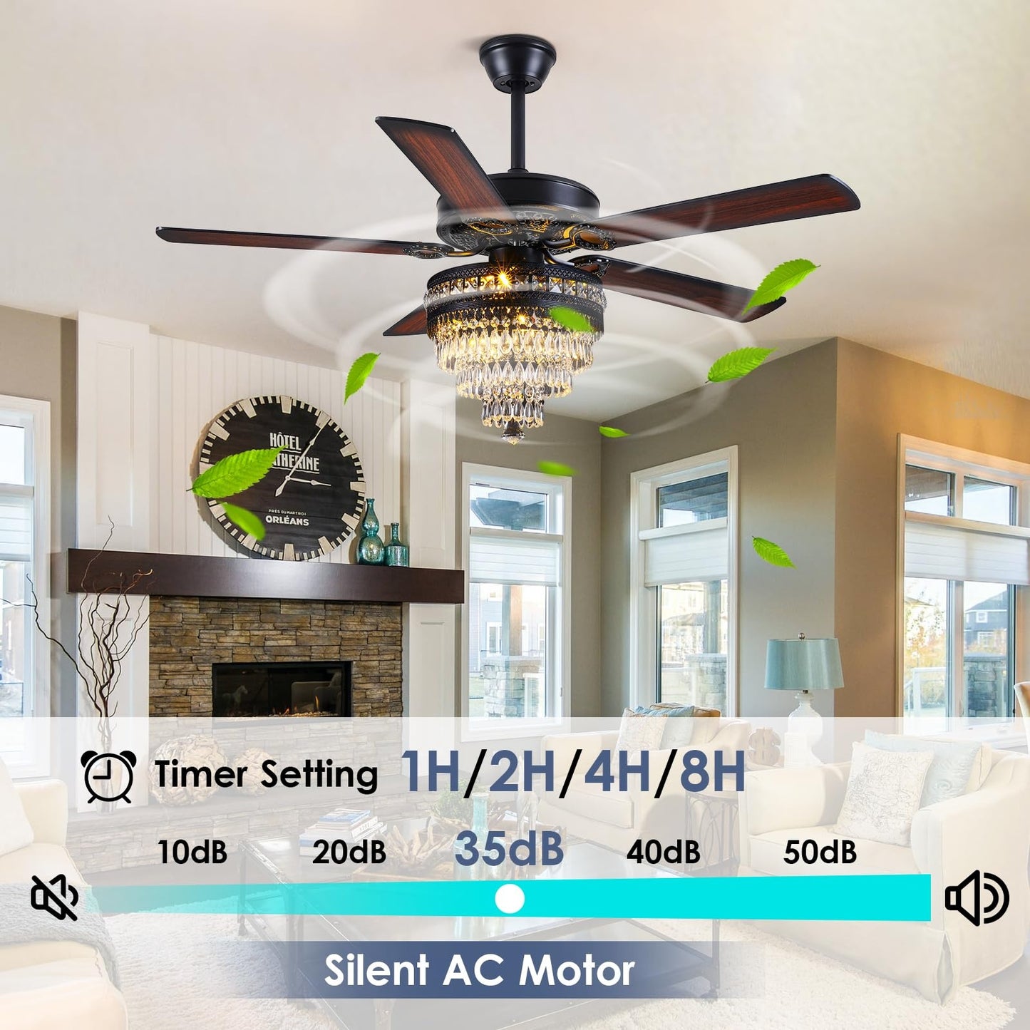 52 inch Crystal Ceiling Fan