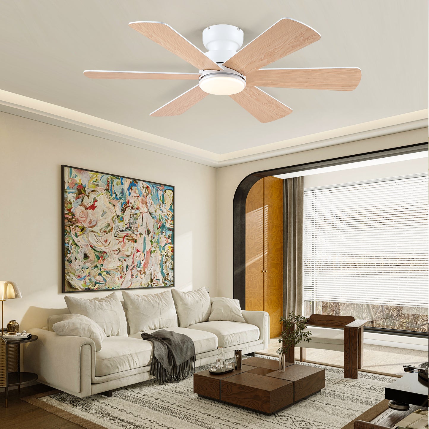 46 Inch Downrod Ceiling Fan-White