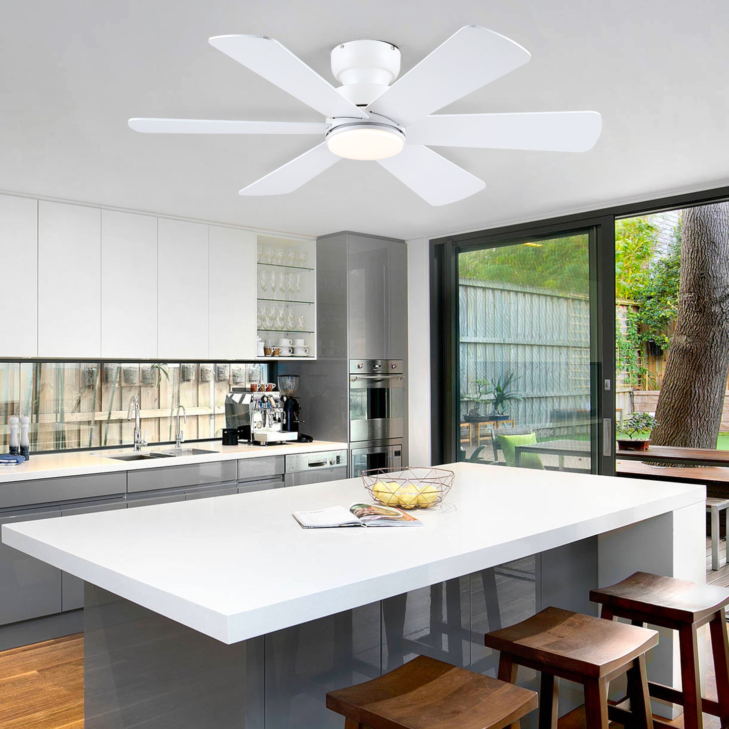 46 Inch Downrod Ceiling Fan-White