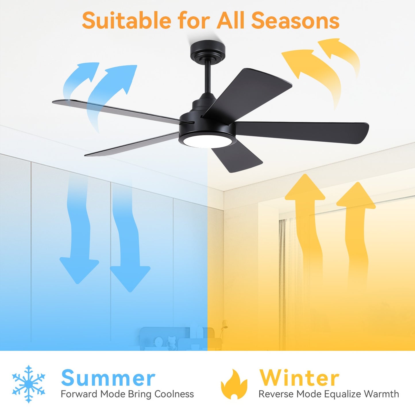 52 Inch Modern Ceiling Fan for Living Room
