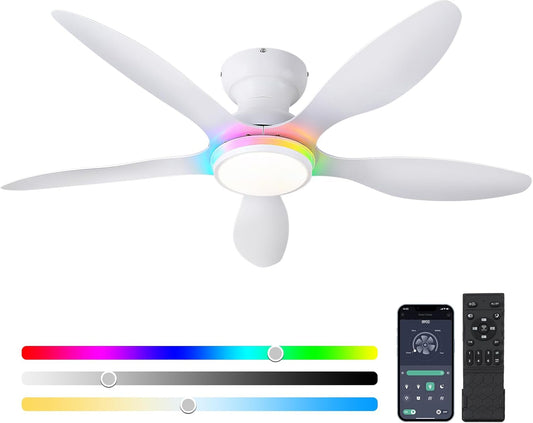 46 Inches RGB Flush Mount Ceiling Fan