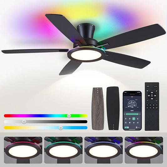52 Inch Black Ceiling Fan