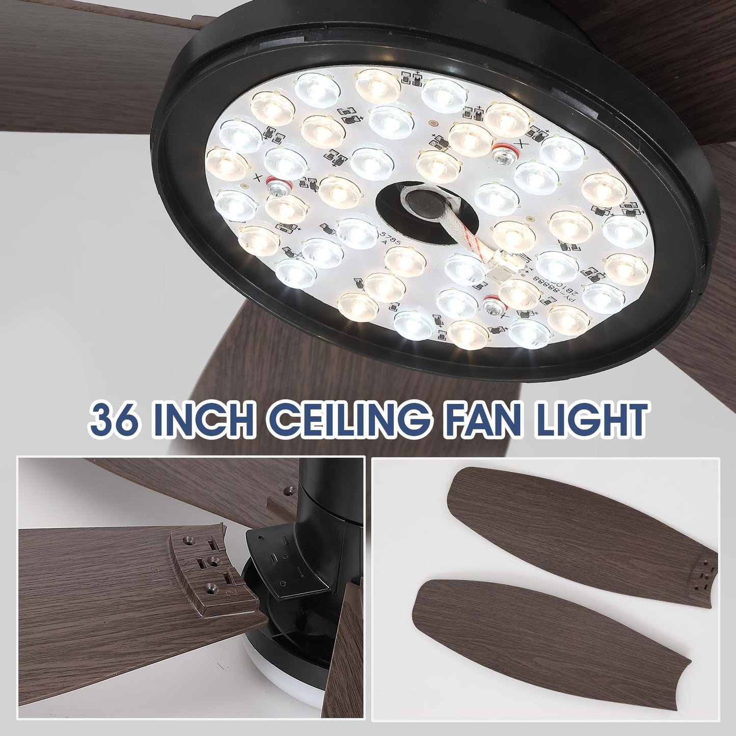 36” Low Profile Ceiling Fan ,5 ABS Blades Ceiling Fan Light