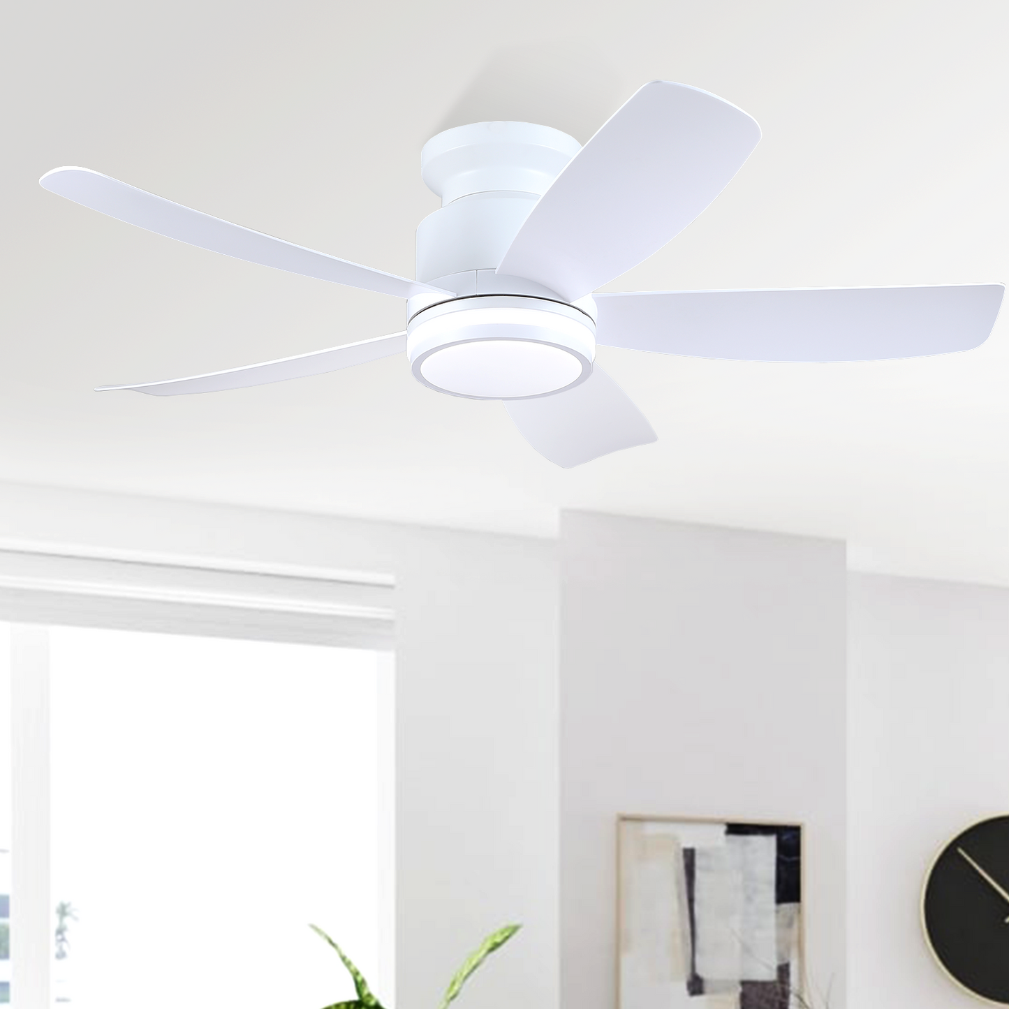 41 Inches Ceiling Fan with Light,App and Remote Control,5 Blades, Reversible DC Motor