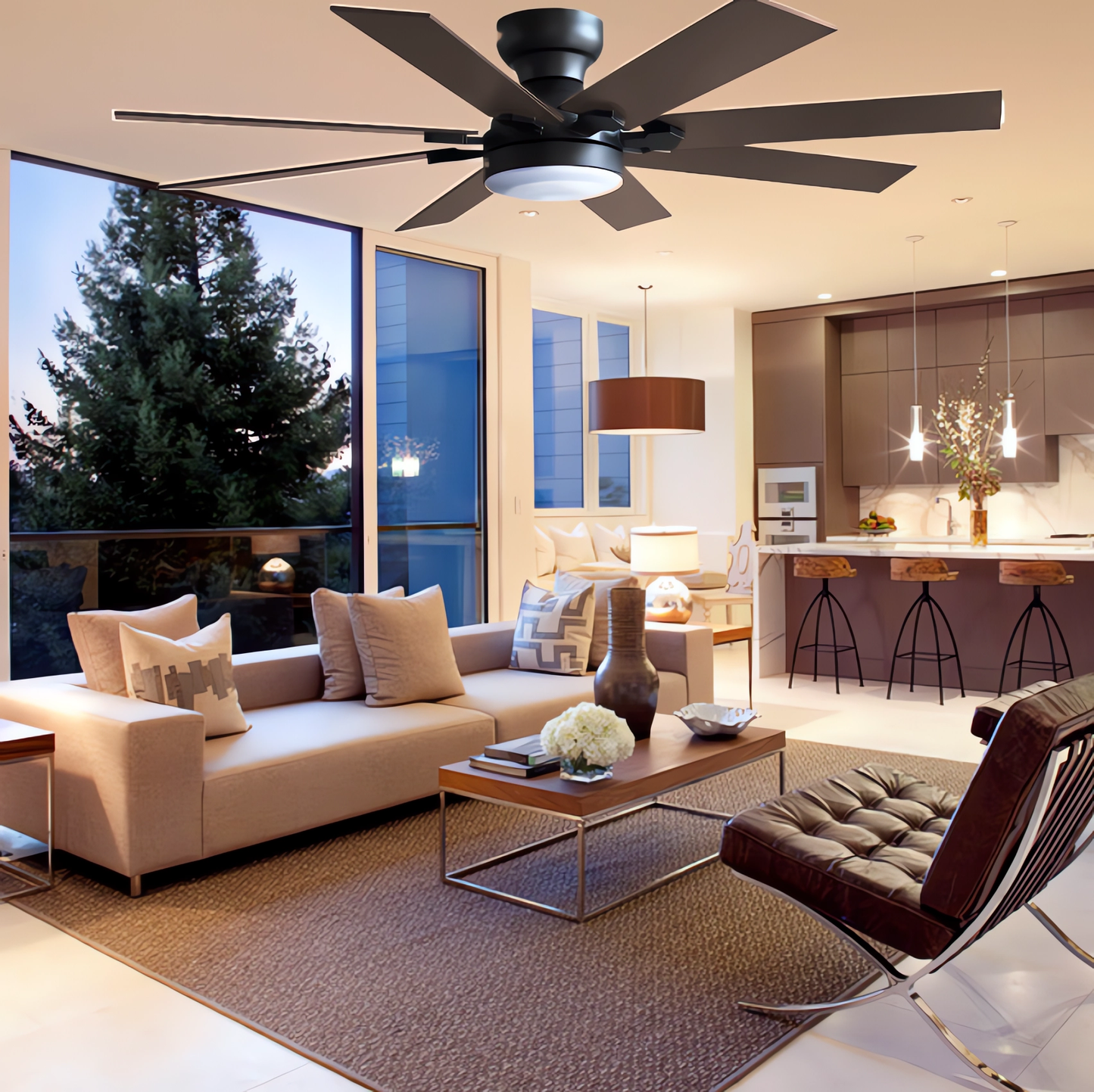 52 Inch 8 Blades Flush Mount Ceiling Fan