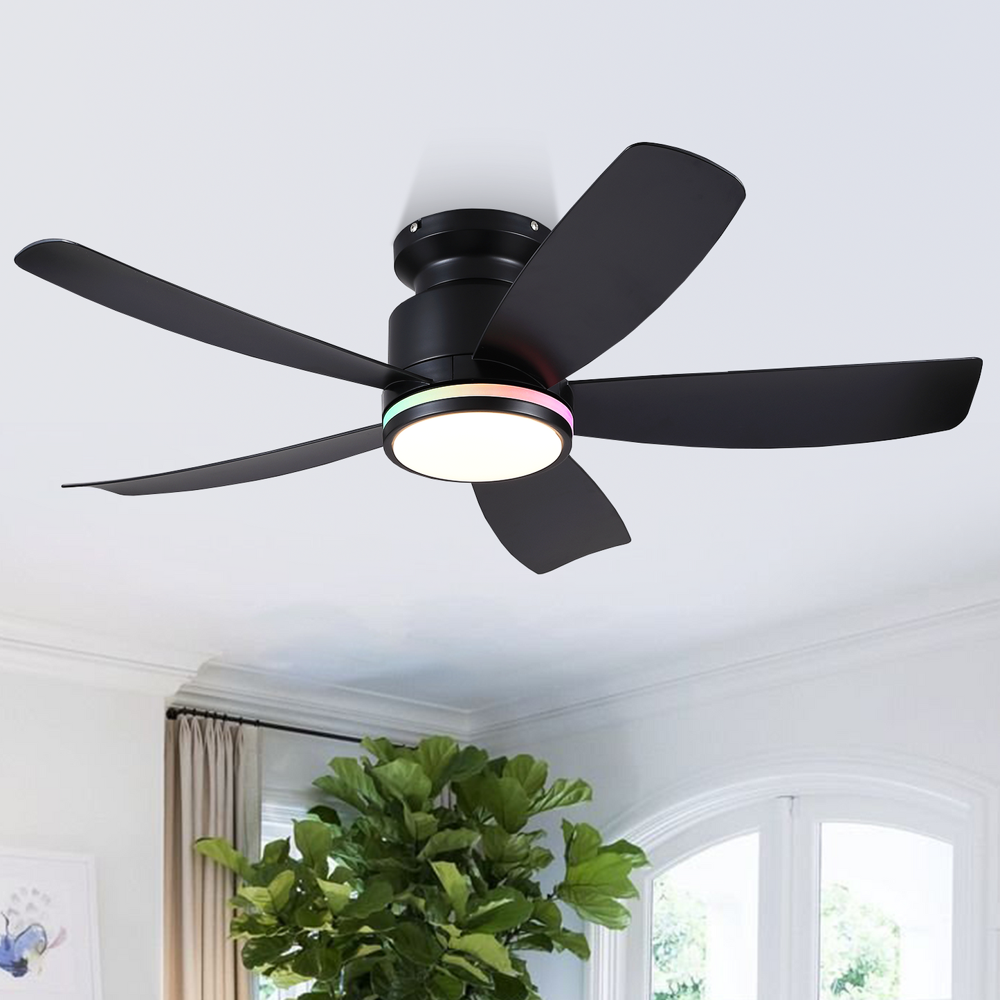 41 Inches Ceiling Fan with Light,App and Remote Control,5 Blades, Reversible DC Motor