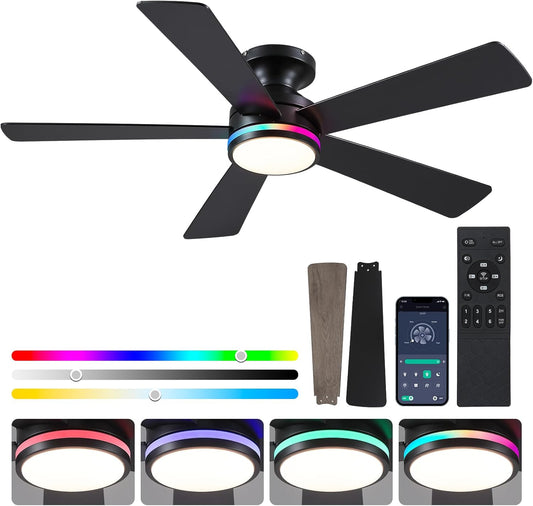 46 Inch Black RGB Ceiling Fan