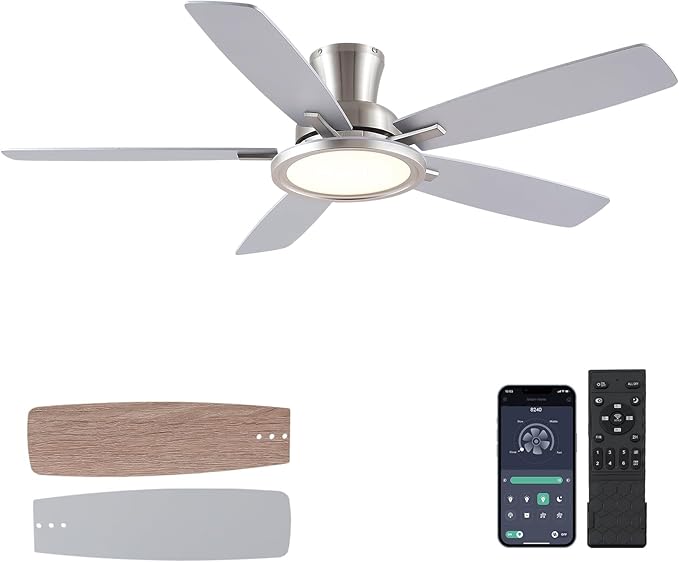 52 Inch Flush Mount Low Profile Ceiling Fan