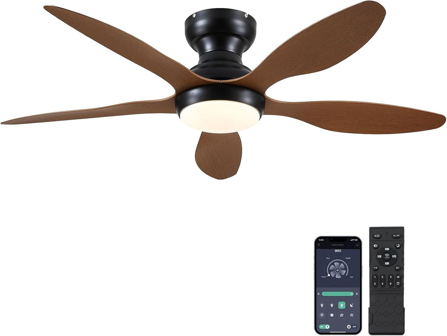 46 Inches Brown Ceiling Fan Flush Mount