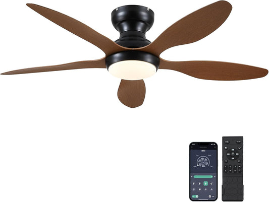 46 Inches Brown Ceiling Fan Flush Mount