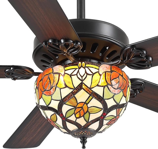 52 inches Tiffany Elegant Ceiling Fan