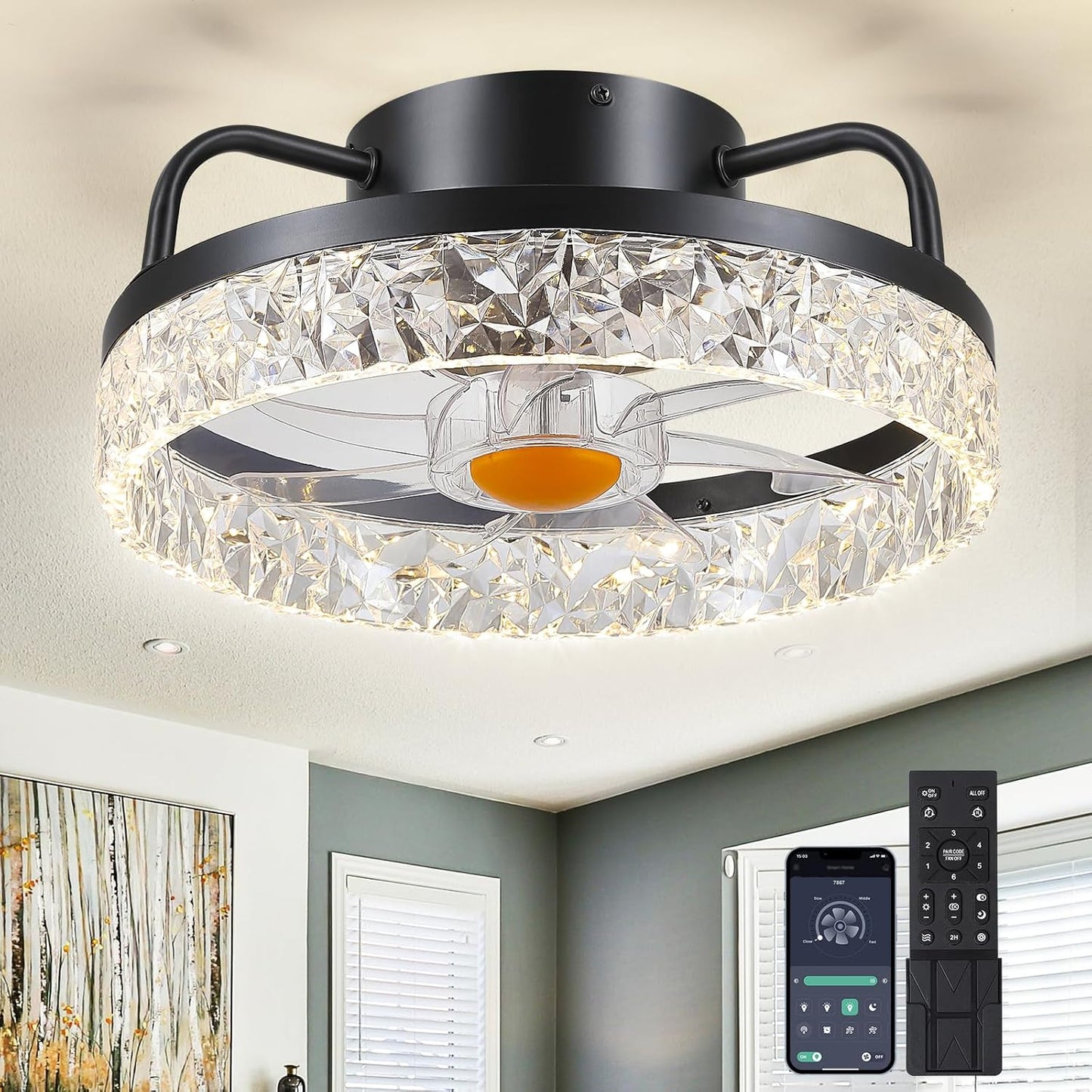 13 and 16 inch Modern Flush Mount Ceiling Fan