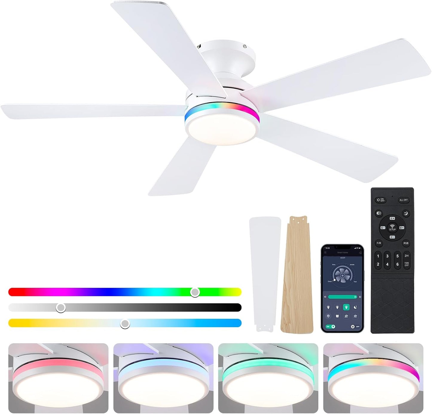 46 Inch  Low Profile Ceiling Fan with 6 Blades