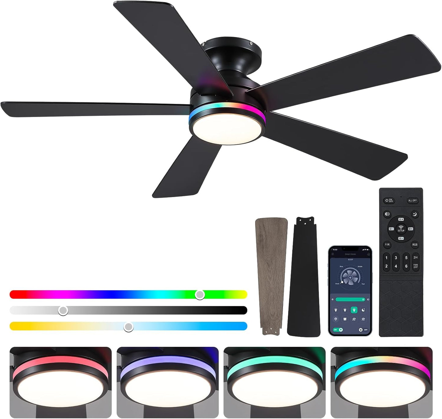 46 Inch  Low Profile Ceiling Fan with 6 Blades