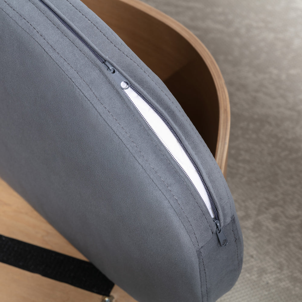 Bellura Pet - Luxurious Dark Grey Velvet Cushion Dog Bed with Walnut Details and Scandinavian Style Elevated Sofa Design