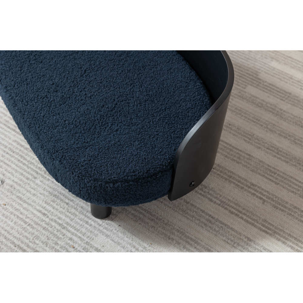 Bellura Pet - Stylish Scandinavian Elevated Dog Bed Pet Sofa in BLACK with Solid Wood Legs, Bent Wood Back, and Plush Velvet Cushion
