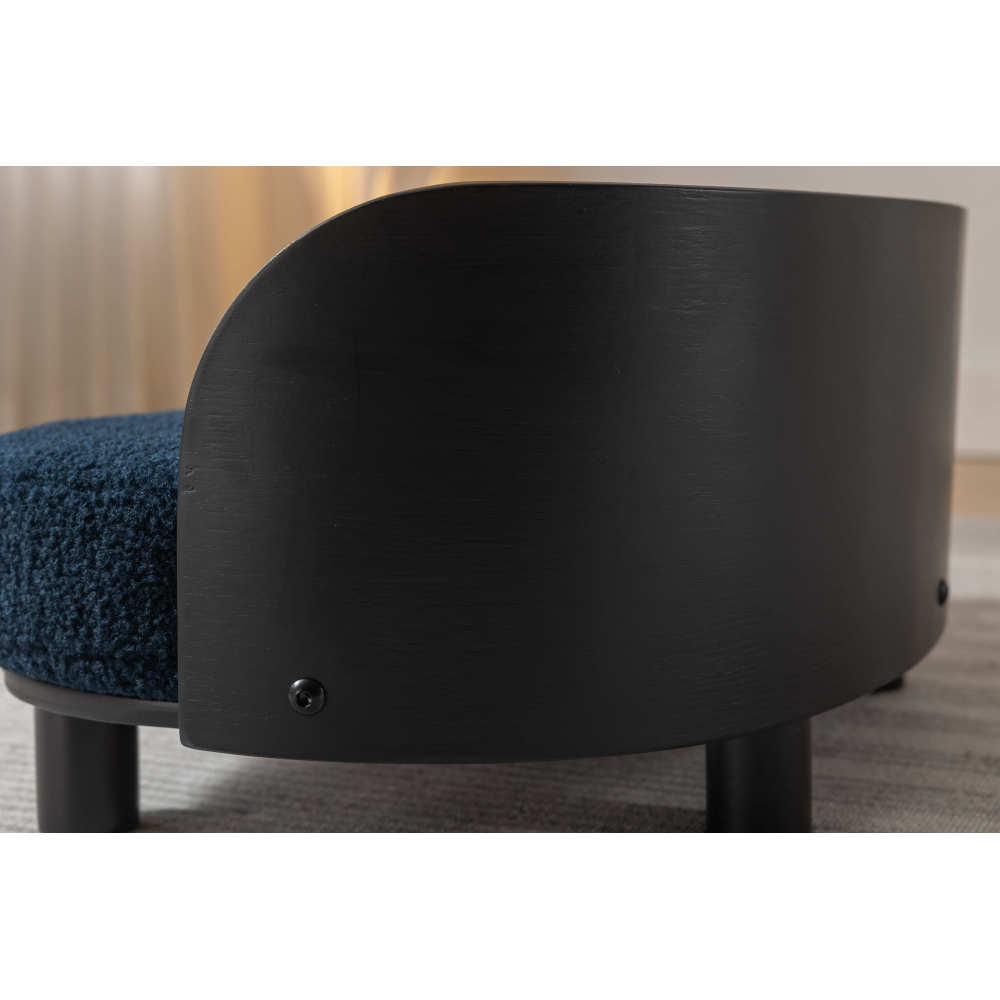 Bellura Pet - Stylish Scandinavian Elevated Dog Bed Pet Sofa in BLACK with Solid Wood Legs, Bent Wood Back, and Plush Velvet Cushion