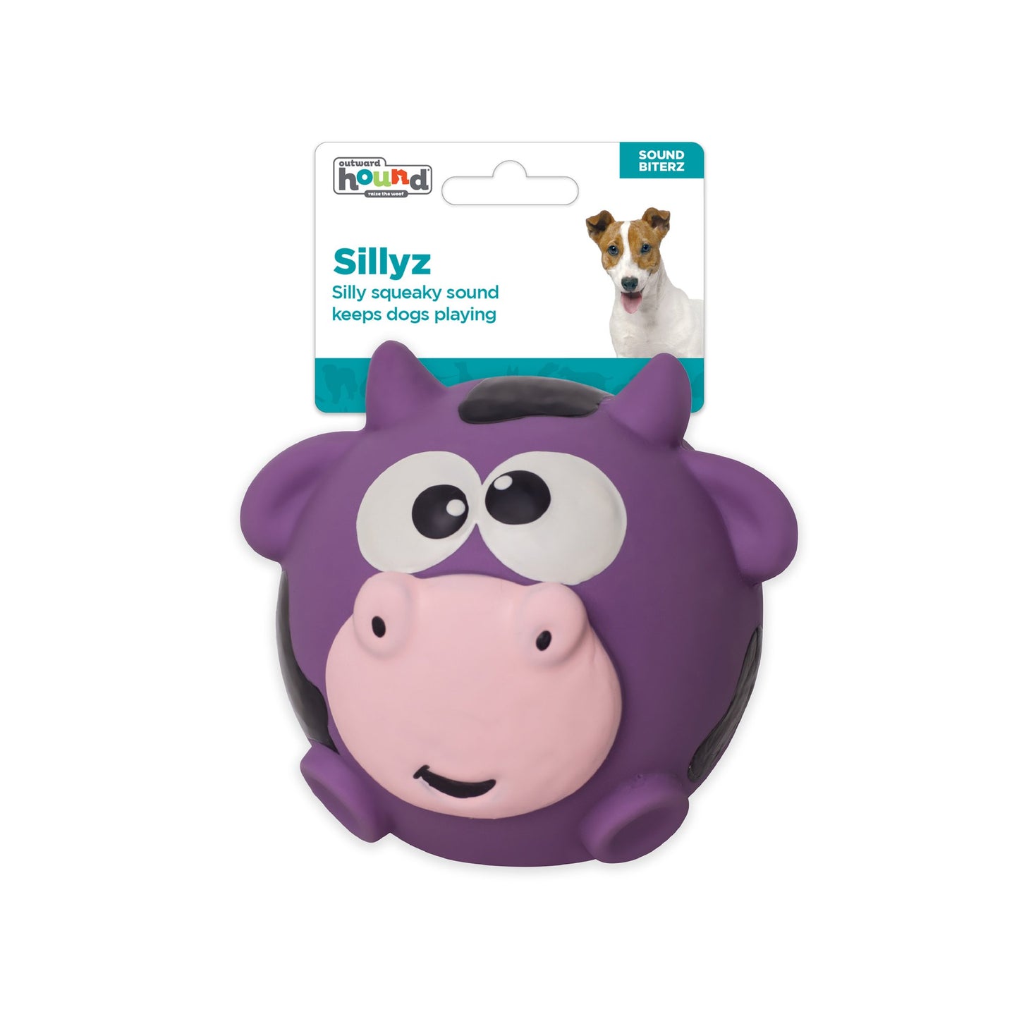 Bellura Pet - Round Cow Rubber Squeaky Ball - Purple
