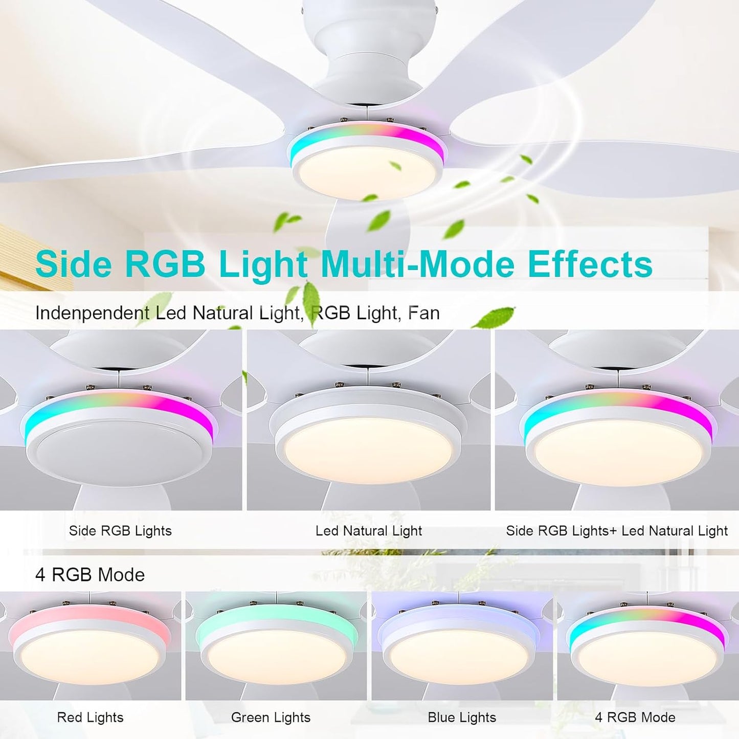 46" Flush Mount Ceiling Fan,Low Profile Ceiling Fan