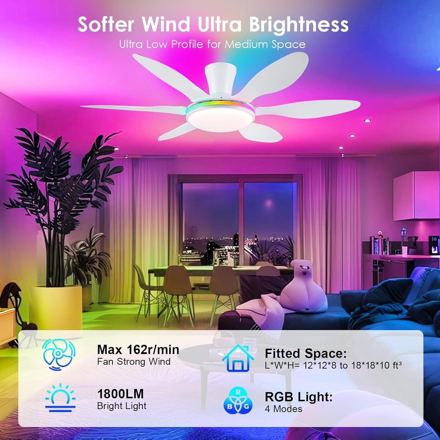 51 White RGB Ceiling Fan