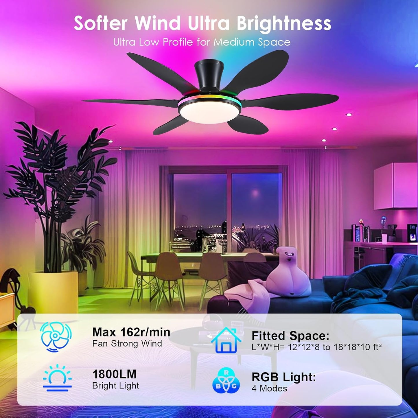 51 Inch Flush Mount Ceiling Fan