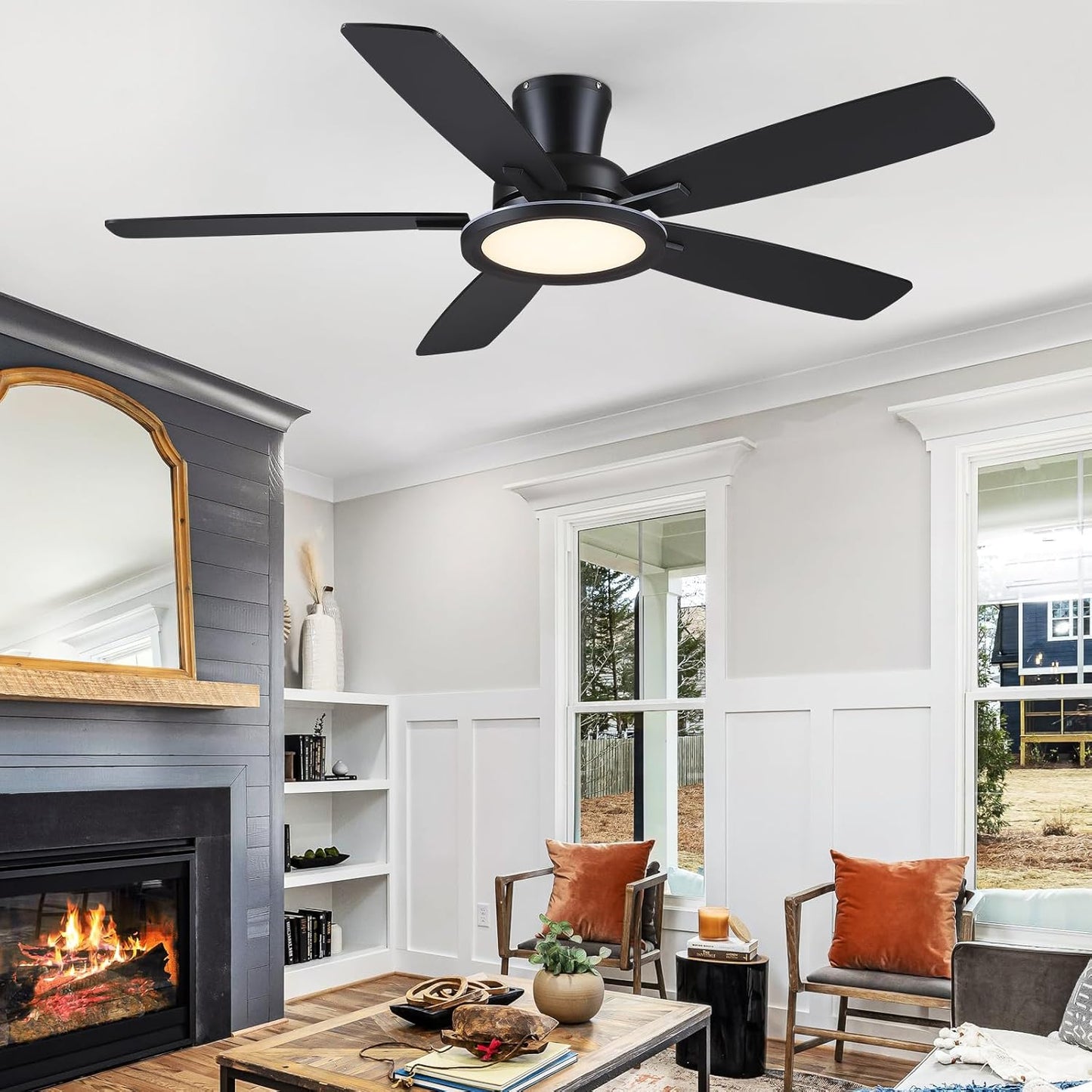 52 Inch Black Ceiling Fan