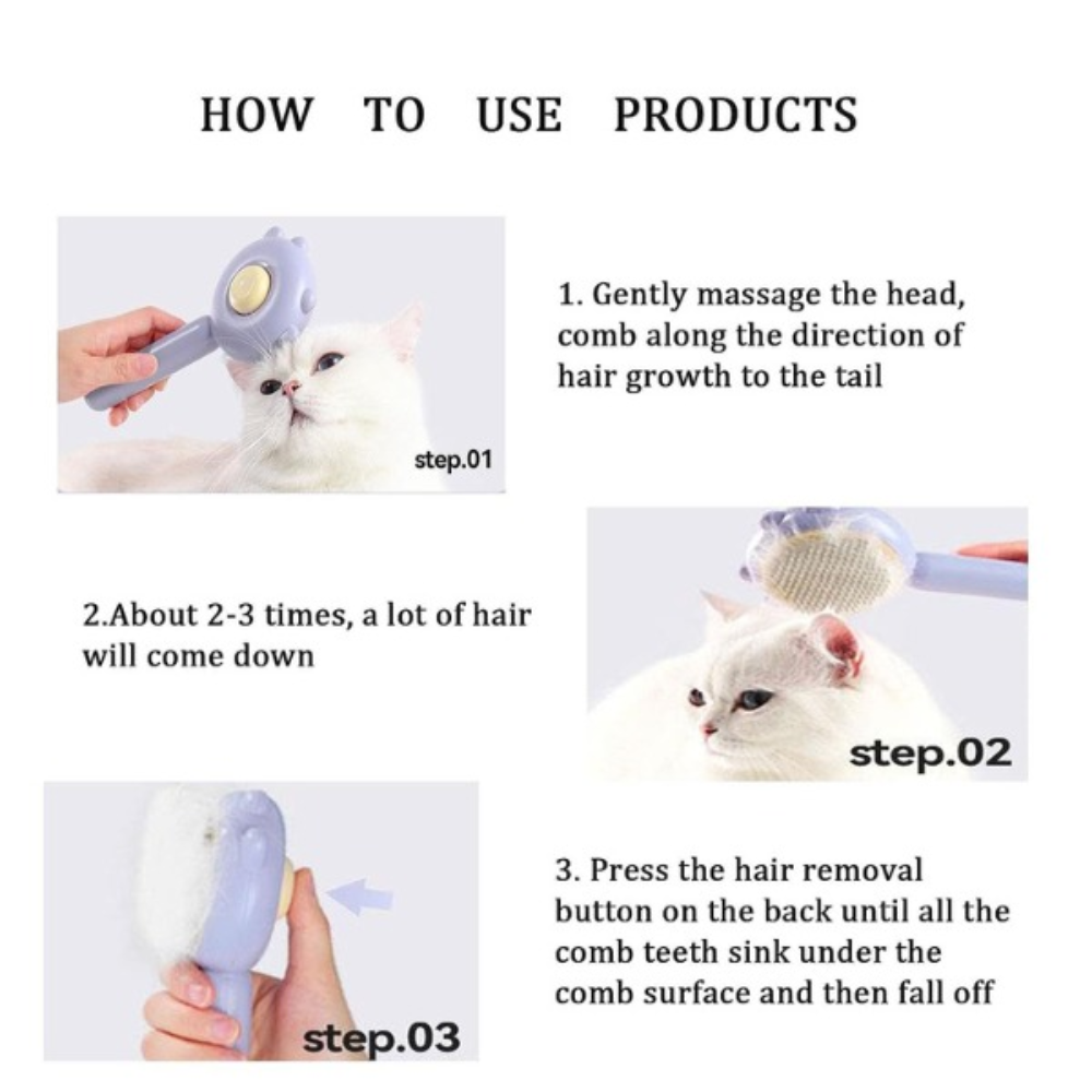 Bellura Pet - Pet Hair Cleaning Brush - Purple