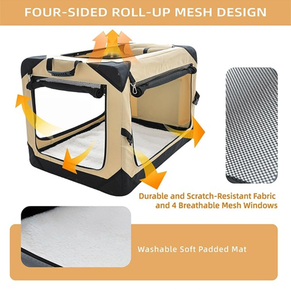 Bellura Pet - Collapsible Travel Pet Crate - Brown