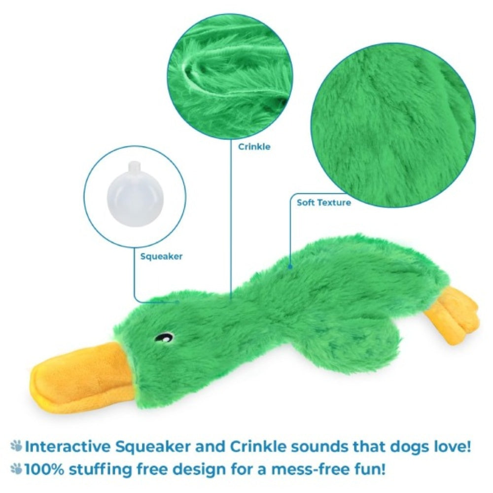 Bellura Pet - Duck Stuffed Toy with Squeaker - Green