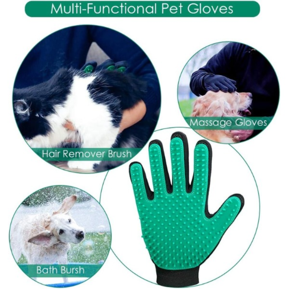Bellura Pet - Gloves for Pet Hair Removal - Green