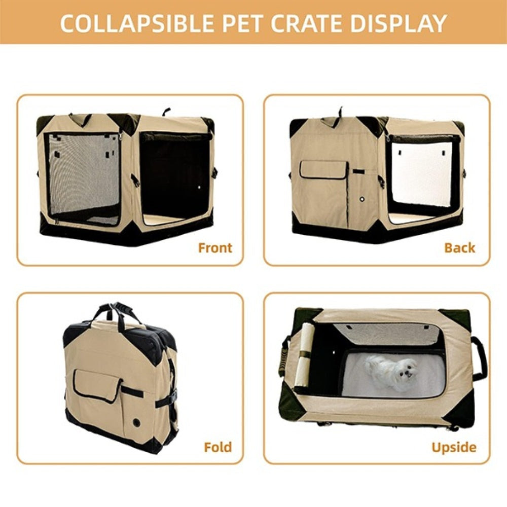 Bellura Pet - Collapsible Travel Pet Crate - Brown