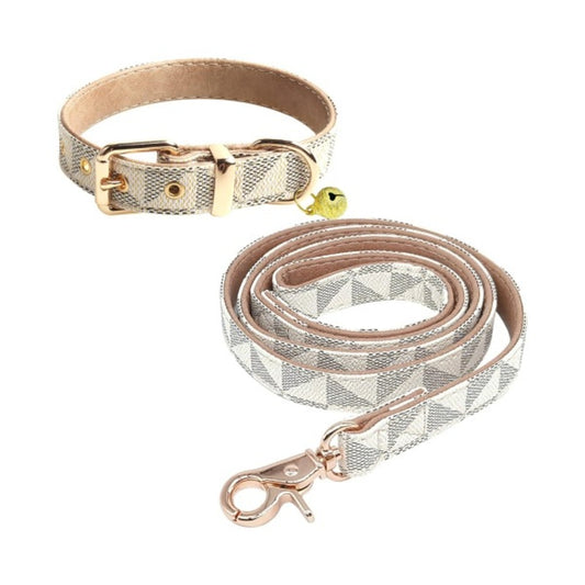 Bellura Pet - Leather Checkered Pet Harness - White