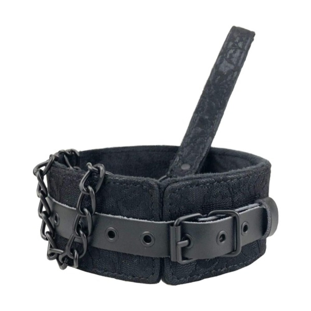 Bellura Pet - Faux Leather Harness with Chain Leash - Black
