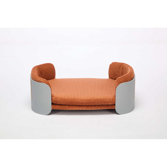 Bellura Pet - Elevated Grey+Brown Scandinavian Style Cat Couch Bed with Removable Mattress Cover for Indoor Cats