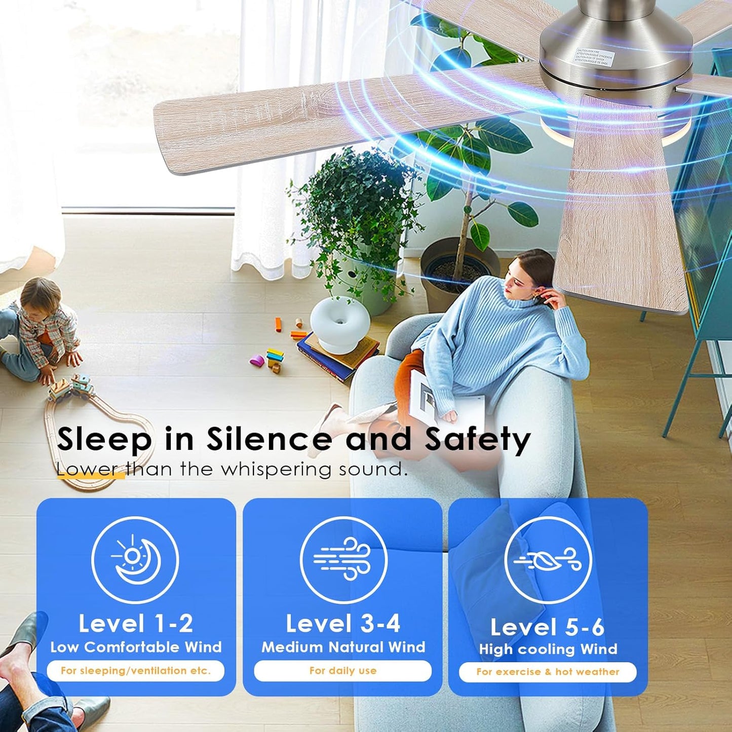 46 Inch  Low Profile Ceiling Fan with 6 Blades