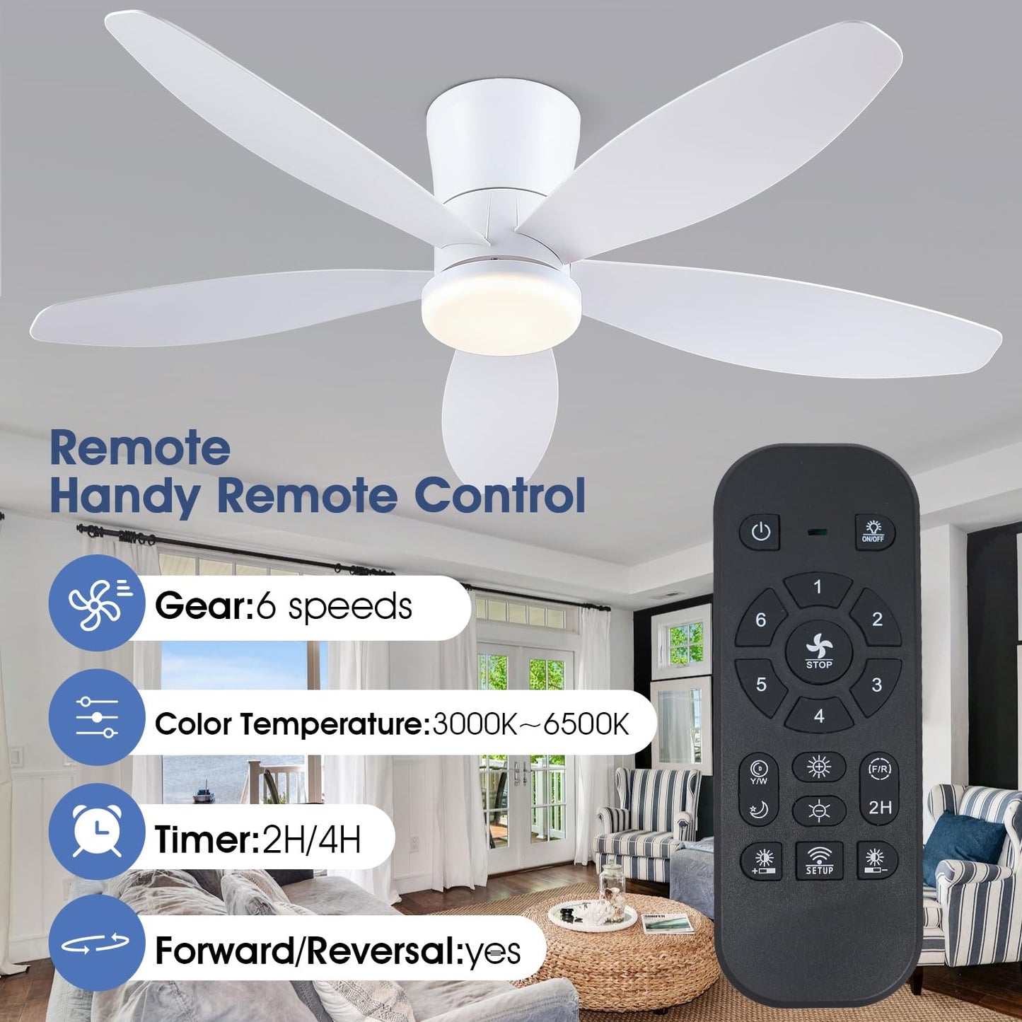 48 Inch Flush Mount Ceiling Fan